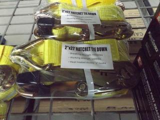 New 2"x27' Ratchet Tie Downs Working Strenght 3300 LBS (2 Per Lot)