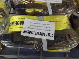 New 2"x27' Ratchet Tie Downs Working Strenght 3300 LBS (2 Per Lot)
