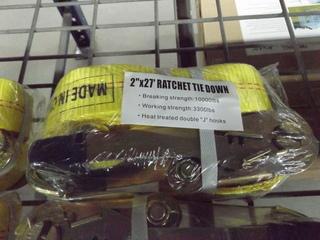 New 2"x27' Ratchet Tie Downs Working Strenght 3300 LBS (2 Per Lot)