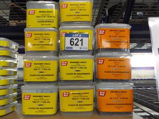 Lot of Misc. Masonry Nails 3", Spiral Nails 3 1/4" & Drywall Nails 1 1/4"