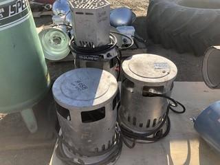 Lot of (3) Dyna-Glo Pro 50-58K Propane Heaters & (1) Desa 15-25 BTU Propane Heater