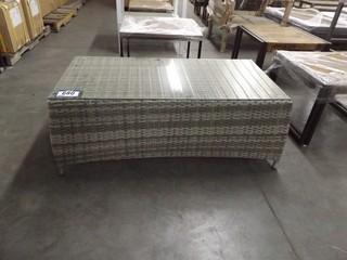Wicker Coffee Table c/w Glass (43"x21"x16")