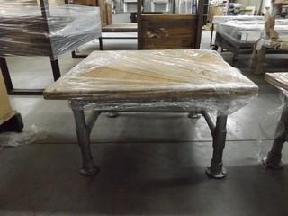 Wood Top Metal Legs End Tables (23"X23"X13")
