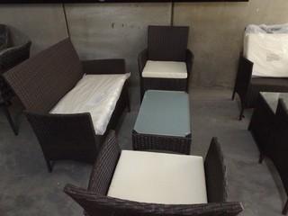 New 4 Pcs Steel Framed Resin Wicker Brown