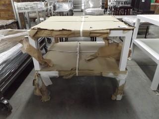 Set of Two Glass Top Coffee Tables 28"x28"x12"
