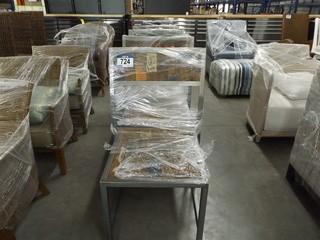 Set of (4) Wooden Metal Frame Chairs