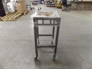 Wooden Metal Frame Stool w/Wheels 16"x 14"x 30" 