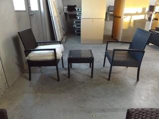 New 3 Pcs. Steel Framed  Resin Wicker Black Patio