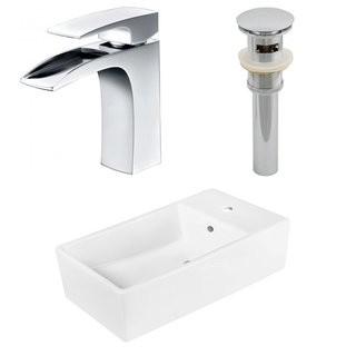 American Imaginations Ceramic Rectangular Vessel Bathroom Sink with Faucet and Overflow AMIM9695)