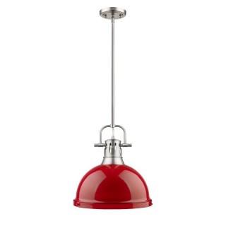 Beachcrest Home Bodalla 1-Light Dome Pendant BCMH4033_28468516) - Pewter w/Red Shade