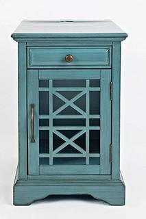 Jofran 175-22 Craftsman Power Chairside Table Antique Blue, 16" W X 22" D X 25" H