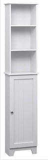 Contemporary Country Tall Floor Shelf With Lower Cabinet - White