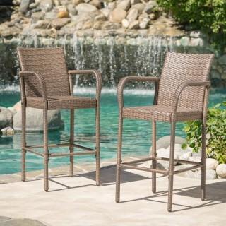 Mercury Row Lansdale 30 Patio Bar Stool (MCRR3435_28208405) - Set of 2 - Multi Brown