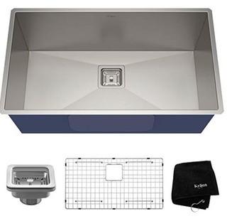 Kraus KHU32 Pax Zero-Radius 31 1/2" 16 Gauge Handmade Undermount Single Bowl Stainless Steel Kitchen Sink