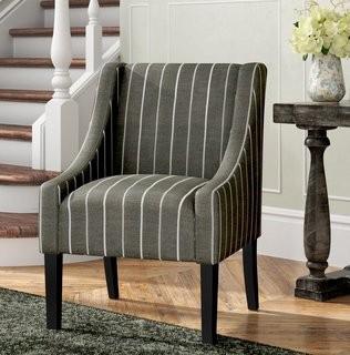 Laurel Foundry Modern Farmhouse Londonshire Modern Swoop Armchair (LFMF2178) -Dk Grey Stripe