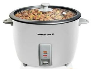 Hamilton Beach 30 Cup Rice Cooker Indicator lights Auto keep warm setting-White