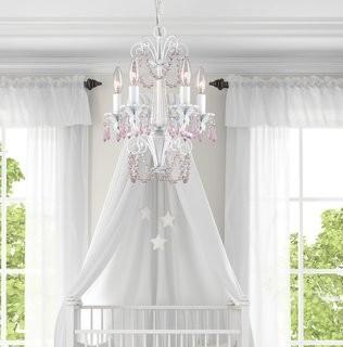 Viv + Rae Gilligan 5-Light Candle Style Chandelier (VVRE5225) - White w/Pink Crystals