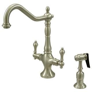 Kingston Brass Heritage Double Handle Kitchen Faucet with Optional Side Spray (KBBB2045_11175534_11175533) - Rubbed Bronze