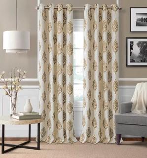 Elrene Home Fashions Navara Ikat Max Blackout Thermal Grommet Single Curtain Panel (EHFA1179_21012549_21093881) - 52" x84" - Natural