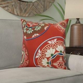 Bungalow Rose Soluri Medallions Outdoor Throw Pillow (BNRS1734_20331288_20331293) - Red Color