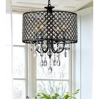 House of Hampton Mckamey Round 4-Light Crystal Chandelier (HMPT3174) - Blk