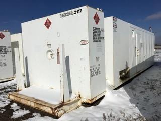 Williams & Davis 777 Boiler Station Enclosed 8'x32' Skid Mounted c/w, 8,000L Built In Fuel Tank, (2) 5 HP Electric Pumps, Storage Cabinet,  Interior Explosion Proof Lighting.