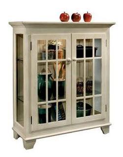 98658 Colortime - Lighted Console Curio Cabinet - Cream (Front Damage)