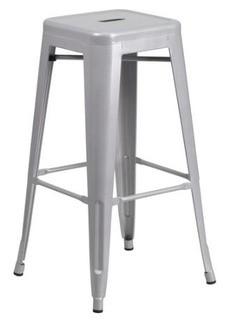 Silver Bar Stools - CH-31320-30-SIL - 30'' High Backless Silver Metal Indoor-Outdoor Barstool with Square Seat - set of 4