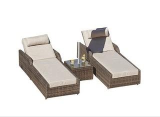 Direct Wicker - PAL-1127B - (2 Loungers & 1 Table)