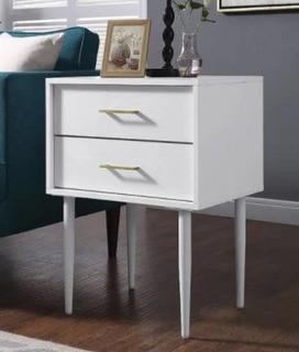 Walker Edison - 20" Olivia Two Drawer Side Table - Smooth White - AF20OLI2DSW