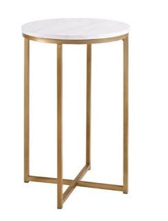 Walker Edison - 16" Round Side Table - Marble/Gold - AF16ALSTMGD