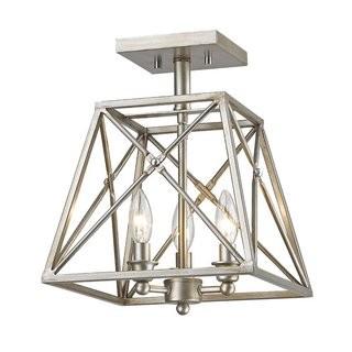 17 Stories Tolya 3-Light Semi Flush Mount (STSS4772_22737337) - Antique Silver