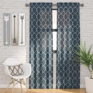 Zipcode Design Kaiser Geometric Semi-Sheer Rod Pocket Curtain Panels (ZPCD5721_24428950_24428953) - Spa Color - 56" x 84" - 2 pcs