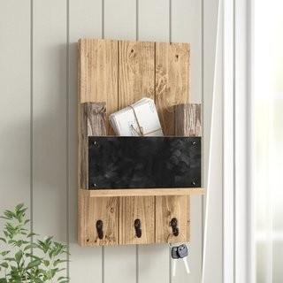 August Grove Sibeudu Mail Holder with Chalkboard and Hooks AGTG5870_24825497) - Brown