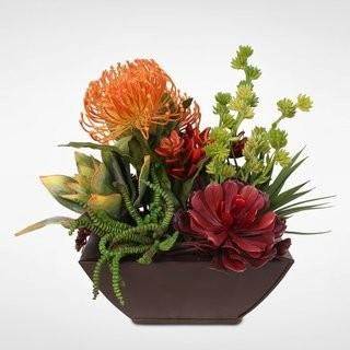 Bloomsbury Market Tropical Artificial Desktop Succulent Plant in Metal Planter JESI1182)