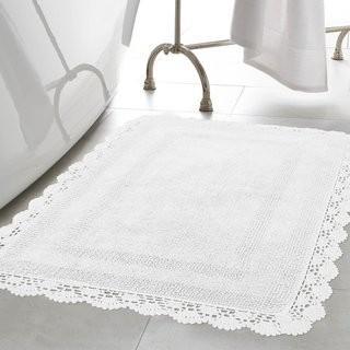 Laura Ashley Home Crochet 100% Cotton Bath Rug (LBA3810_22379382_22342810) - White - 2 pcs