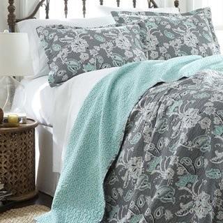 Three Posts Tomblin 3 Piece Reversible Quilt Set TRPT2914_23970386_23970387) - King - Grey /Aqua