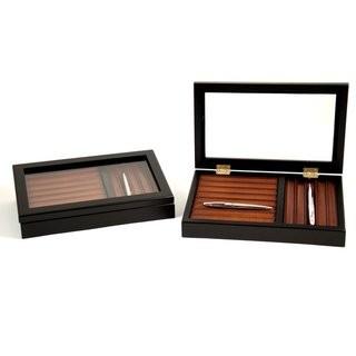 Bey-Berk Wood Pen Box with Glass Top BYB1548)
