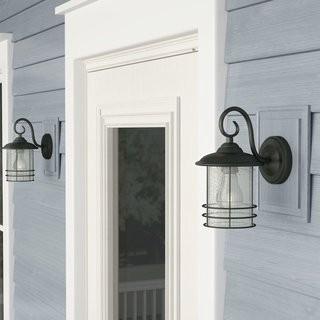 Alcott Hill Steinmetz 1-Light Outdoor Wall Lantern ALTL3572_33085247) - Set of 2 - Blk
