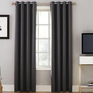 Sun Zero Oslo Home Theater Grade Solid Blackout Thermal Grommet Single Curtain Panel SUNZ1327_27033584_27033580) - Coal - 52" x 84" - 2 Packs
