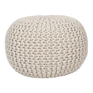 Breakwater Bay Dawel Round Lurex Pouf (HUNT2003) - White