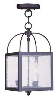 Livex Lighting 4045-04 Milford 2-Light Convertible Hanging Lantern/Ceiling Mount, Black