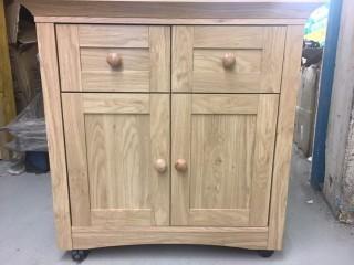 New in Box Light Oak Brunswick Utility Cabinet / Cart with Wheels-CB11-146