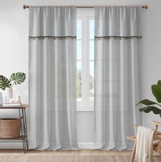 Bungalow Rose Vanfleet Solid Semi-Sheer Rod Pocket Single Curtain Panel BGLS4645_30842142_30842143) - Blue - 52" x 84" - 2 Packs
