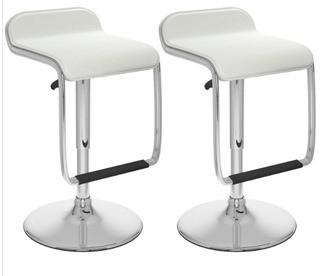 Pair White Hydraulic Bar Stools - 30"