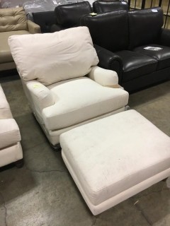 Armed Chair With Ottoman/White- Dirty 
