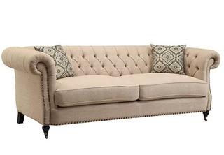 Trivellato Sofa with Large Rolled Arms and Nailheads Oatmeal-505821
