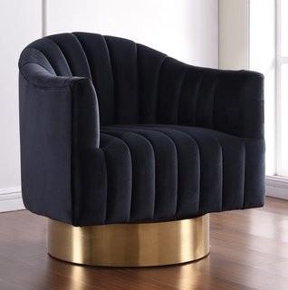 Everly Quinn-Bekah Swivel Barrel Chair/ 520Black