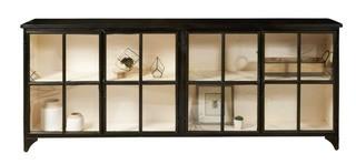 Pulaski Furniture-Accent Black Metal Console with Cream Interior.