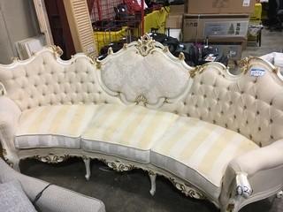 French Boudoir Beige/Cream Sofa (Damaged Front Corner)